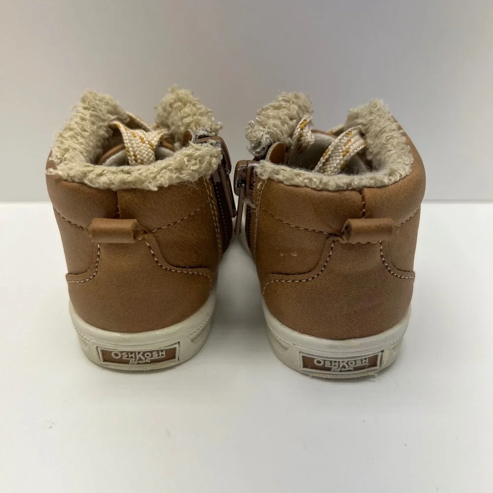 OshKosh Bgosh Crescent Brown Faux Leather Fur High Top Chukka Boots Toddler 4M